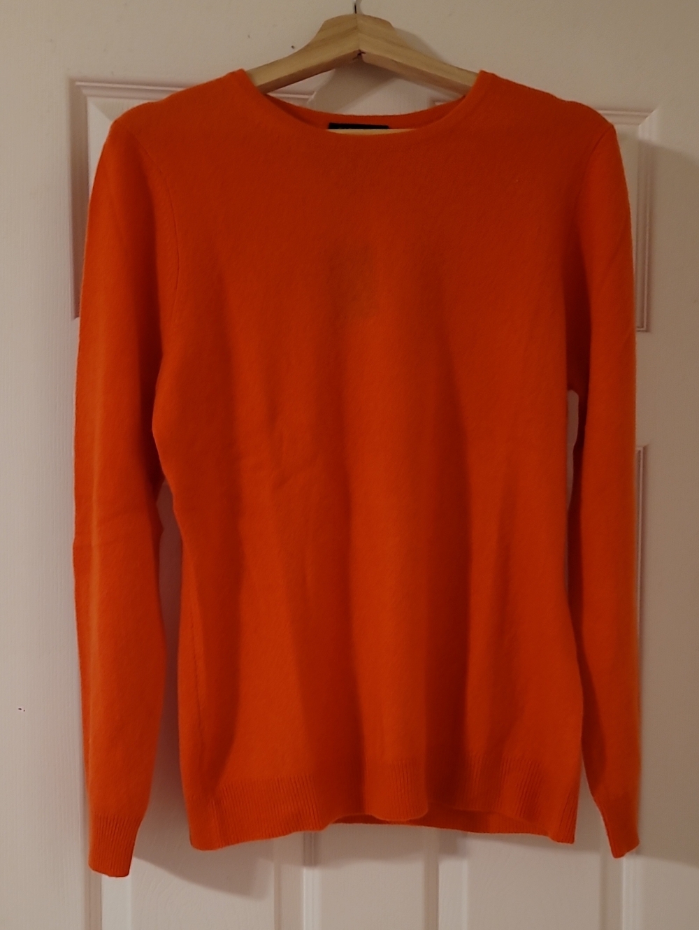 Women's Orange Cashmere Crewneck Sweater